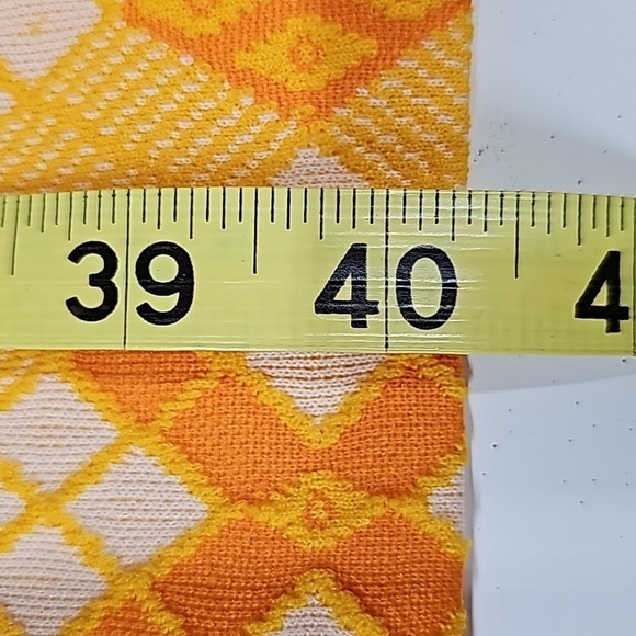 Patty Woodard Vtg 70's argyle dress, yellow orange white, SL, fitted, A-line - Picture 10 of 10